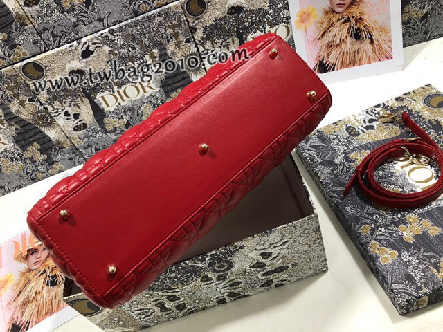 Dior专柜新款迪奥顶级原单Lady七格羊皮翻盖手提女包 djfk1119